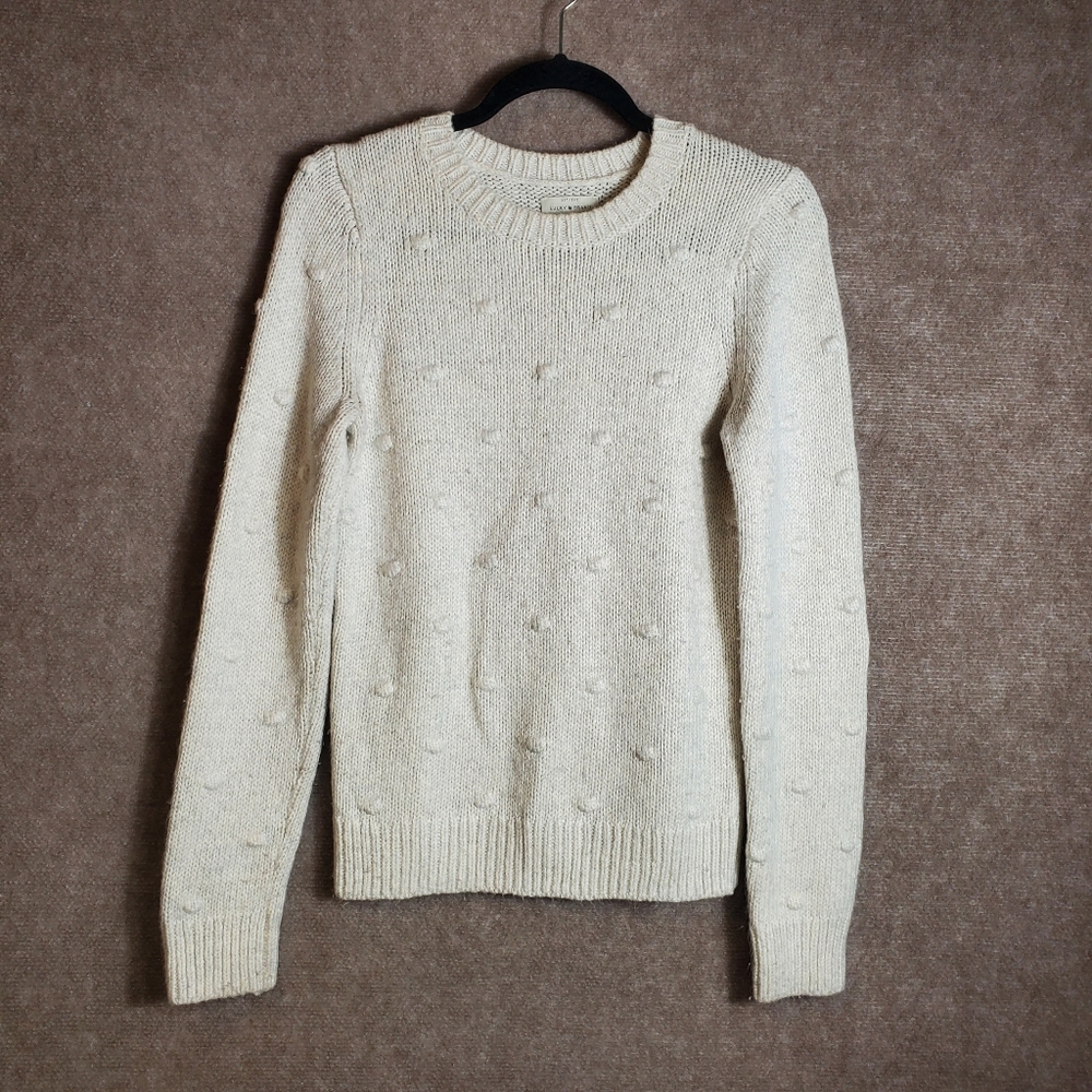 Lucky Brand Sweater Women Size Small Beige Crochet Cotton